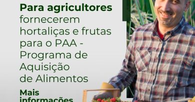 Cadastro para agricultores fornecerem hortaliças e frutas para o PAA encerra nesta terça-feira, dia 7 de maio